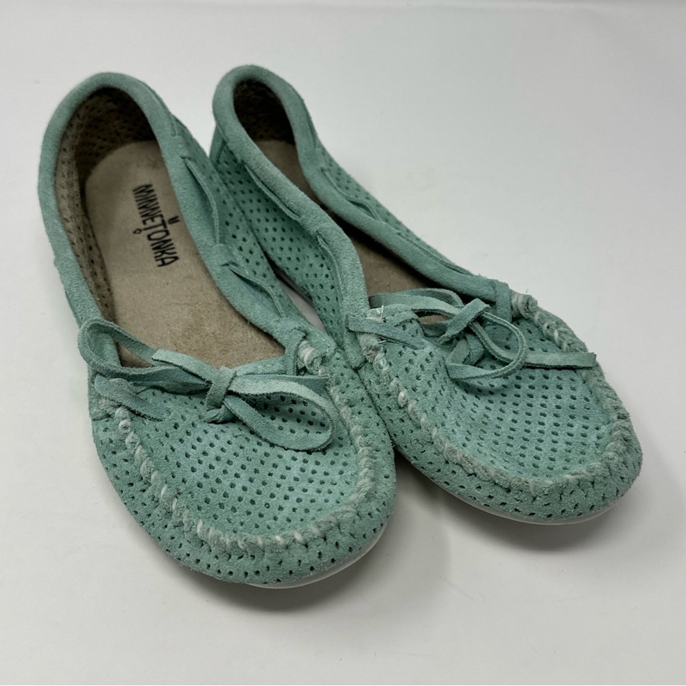 Minnetonka Moccasins BOHO Shoes Summer Indian Mint  Leather #616P Lisa Sz 7